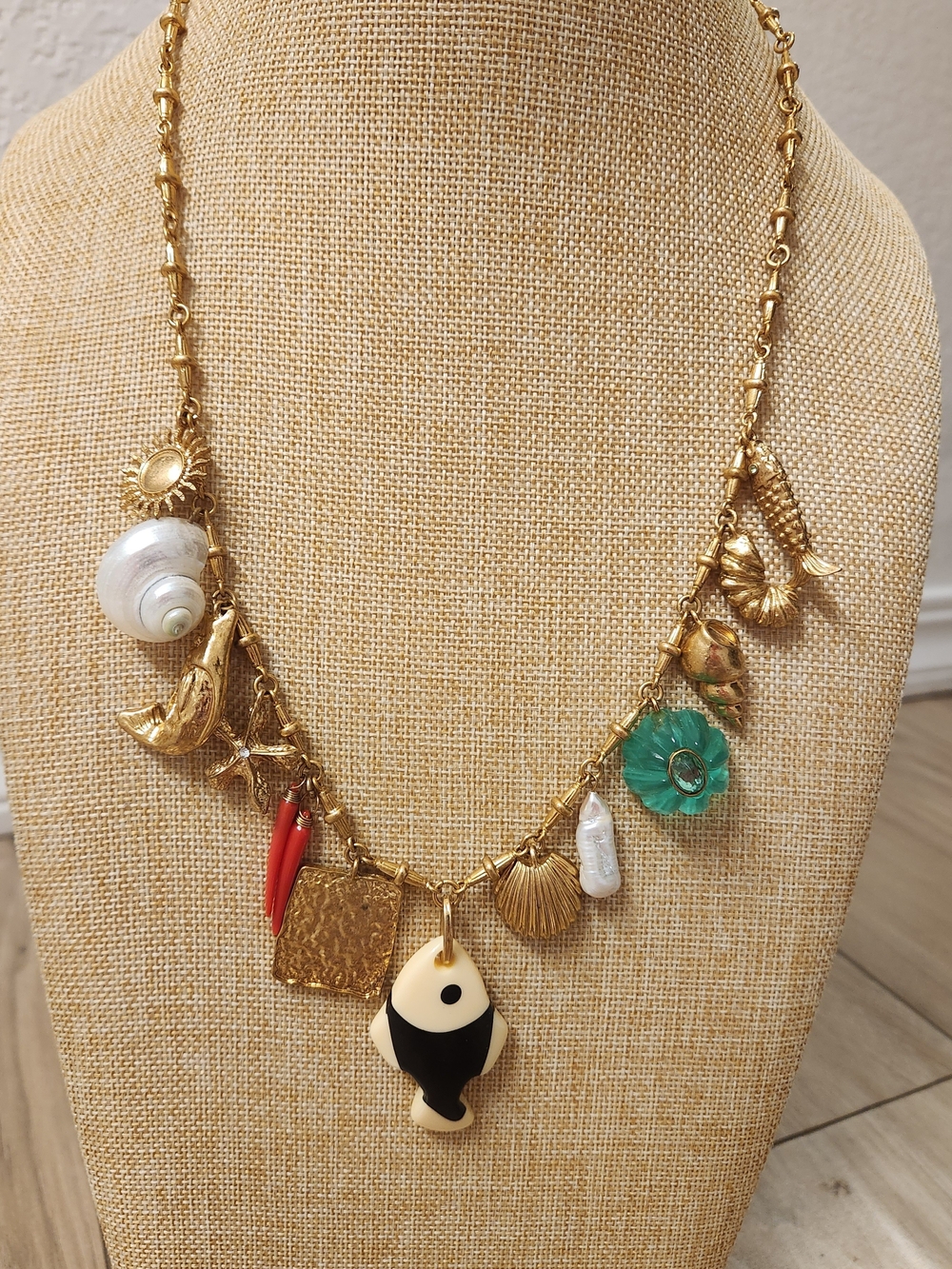 Zara Gold-Tone Sea Life Charm Necklace